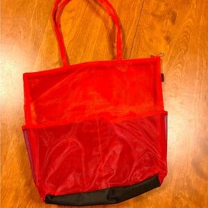 Walker Medium Mesh Shopper Beach Tote Purple Red Multiple Pockets